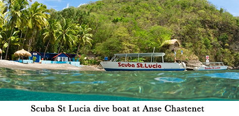 Scuba St Lucia dive boat at Anse Chastenet