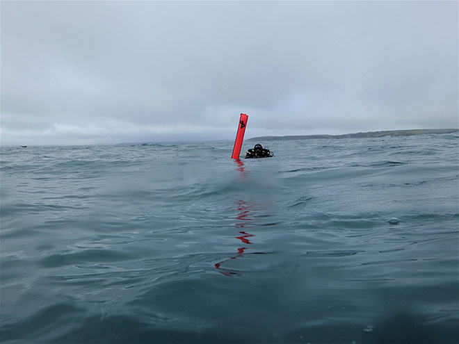 Safety sausage on the surface of water