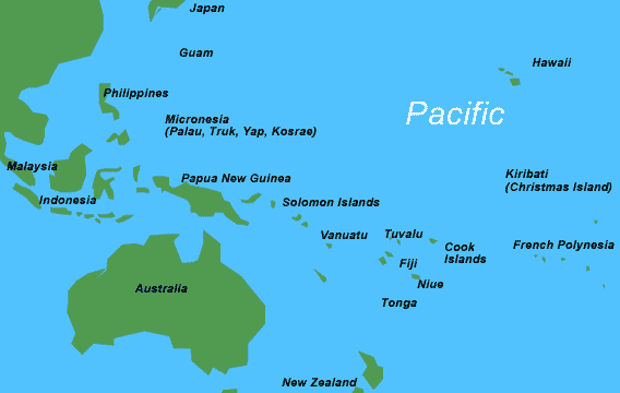 Central and western Pacific diving destinations map