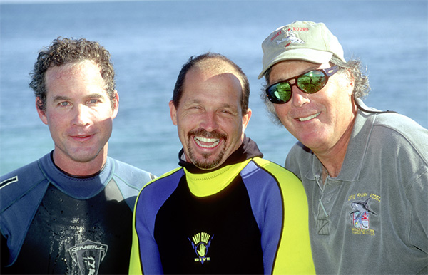 Shark experts at Walkers Cay: Jeremy Stafford-Deitsch, Erich Ritter and Gary Adkison - photo by John Bantin