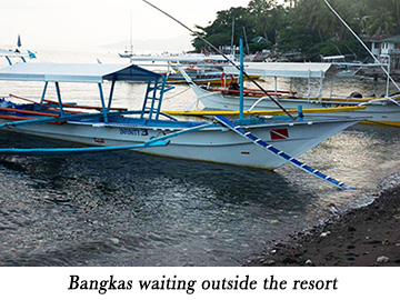 Bangkas waiting outside the resort