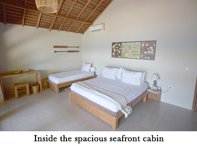 Inside the spacious seafront cabin