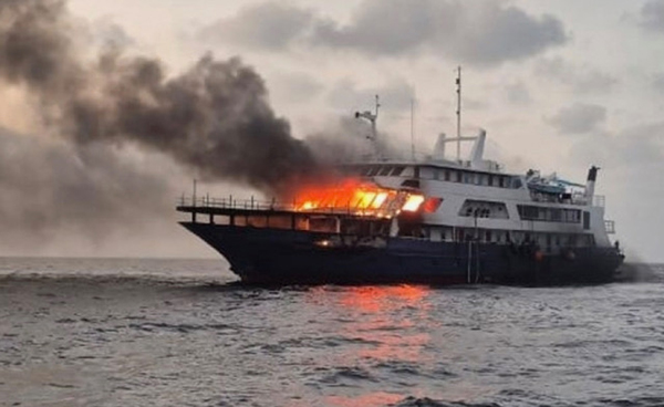 MY. Yasawa Princess on fire