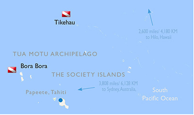 Map to Bora Bora and Tikehau