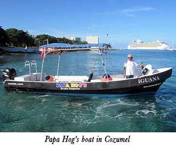 Papa Hog's boat in Cozumel