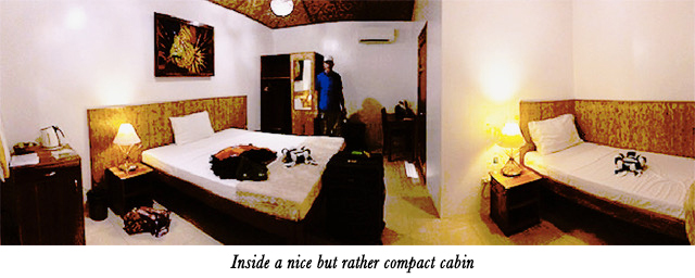 Inside a nice but rather compact cabin