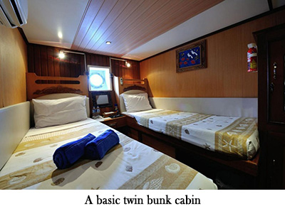 A basic twin bunk cabin