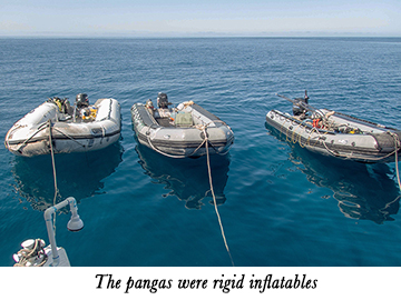 The pangas were rigid inflatables