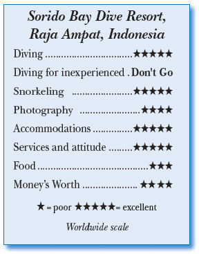 Sorido Bay Dive Resort, Raja Ampat, Indonesia - Rating