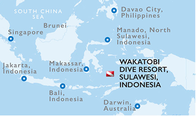Map to Wakatobi Dive Resort, Indonesia