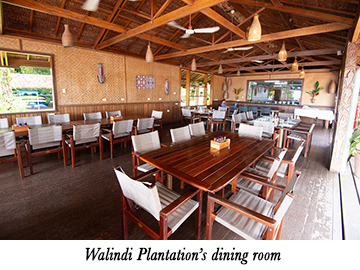 Walindi Plantation's dining room